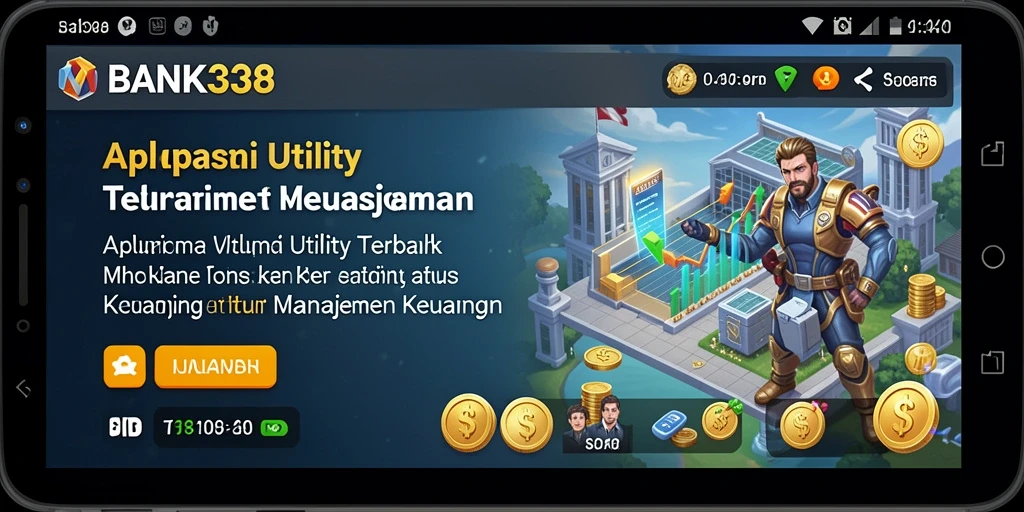 Tangkapan layar utama BANK338 menampilkan antarmuka aplikasi untuk manajemen keuangan.